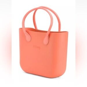 New Obag Italy Eve Compound Tote Coral Removable Canvas Insert 15.5”W - 12” H